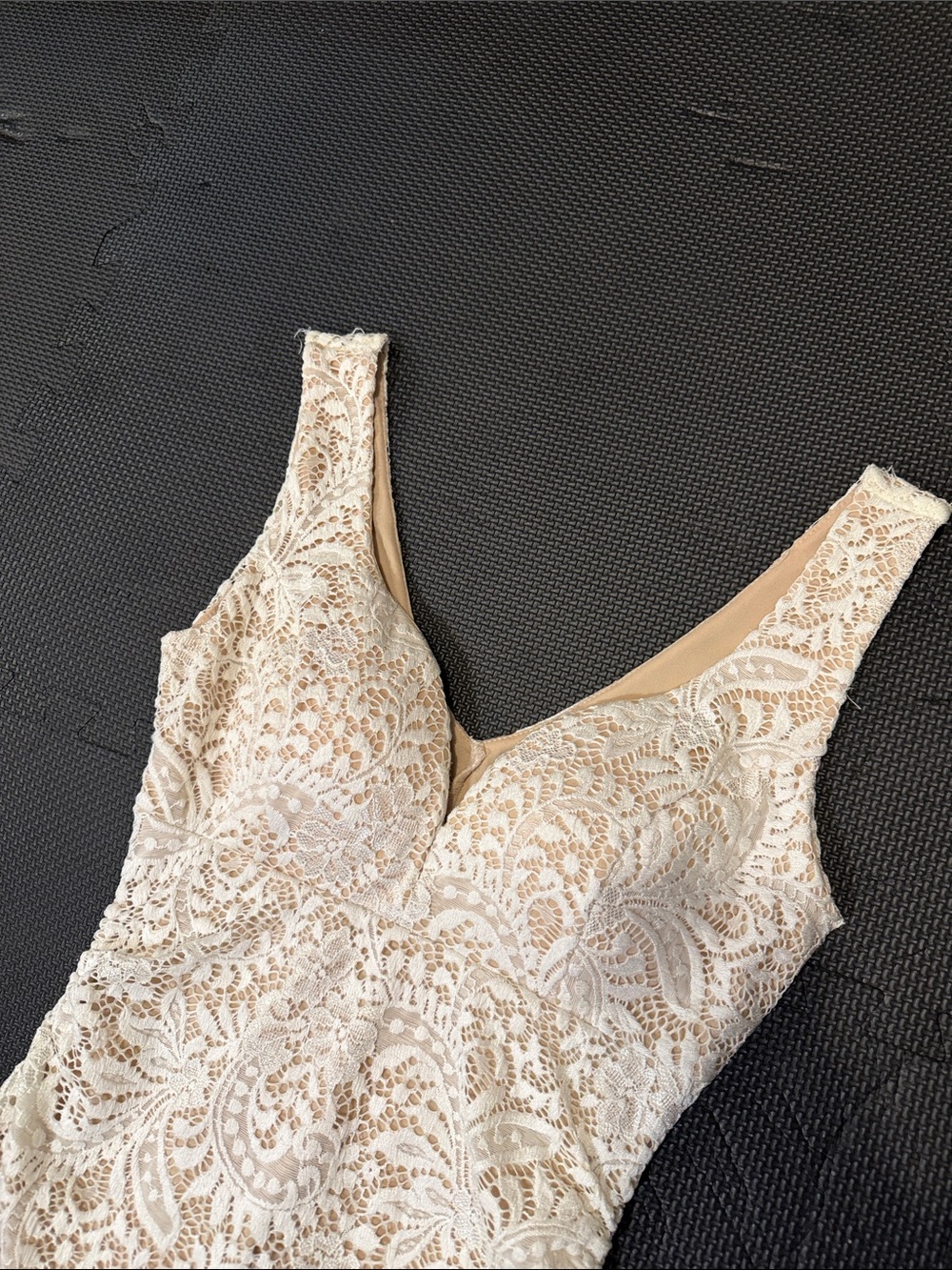 Windsor Lace V-Neck Mini Dress in Ivory - Picture 2 of 5